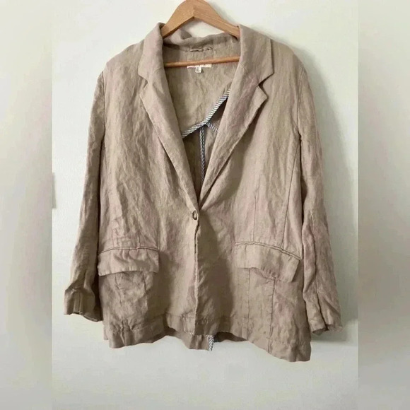 Free People Linen suit blazer jacket size M - Picture 4 of 7